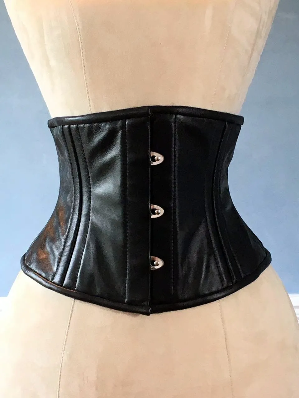 Real leather corset waspie with double bones for tight lacing and waist training. Gothic, steampunk, valentine, gf gift corset belt