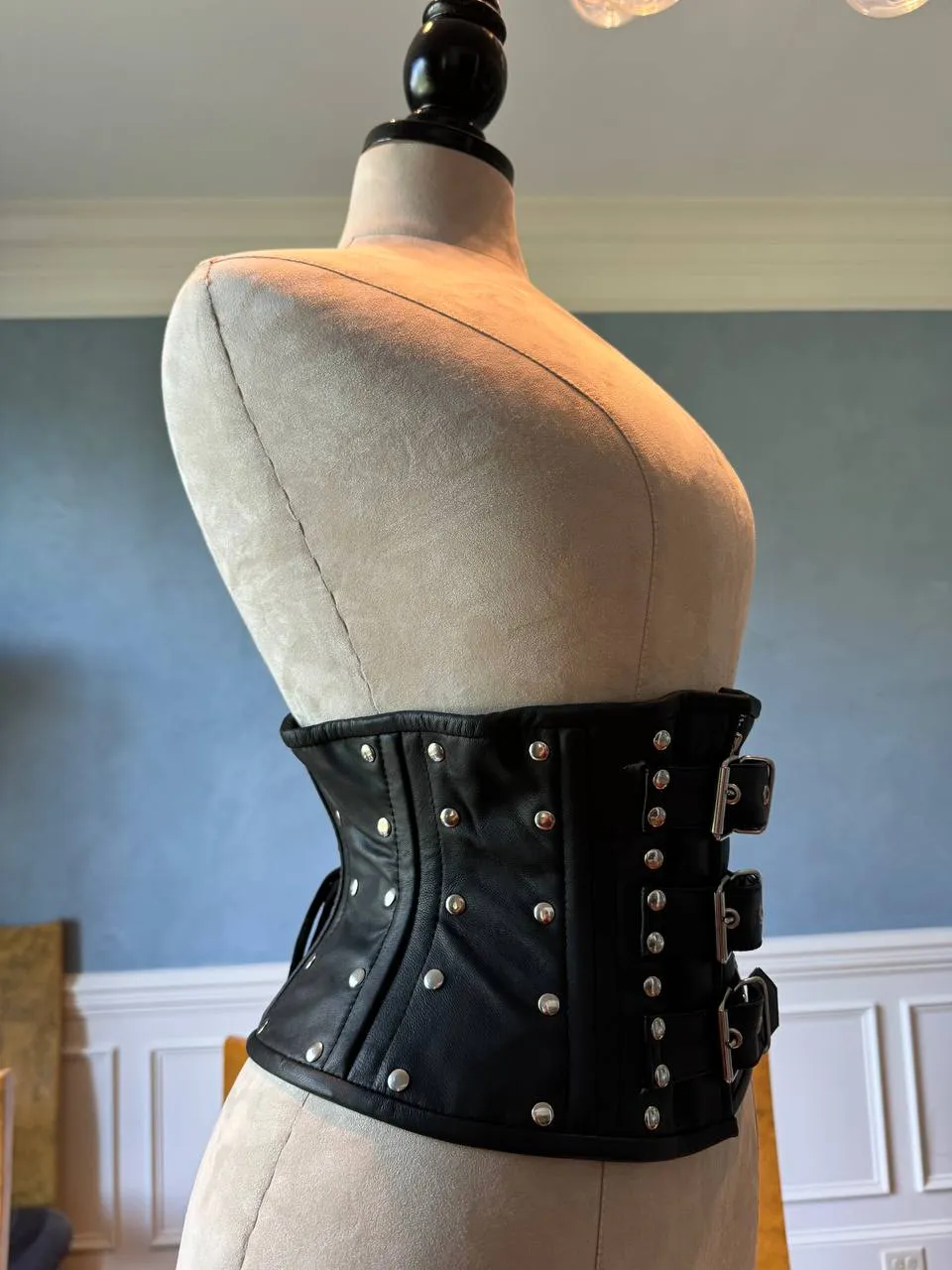 Real leather corset waspie with double bones for tight lacing and waist training. Gothic, steampunk, valentine, gf gift corset belt