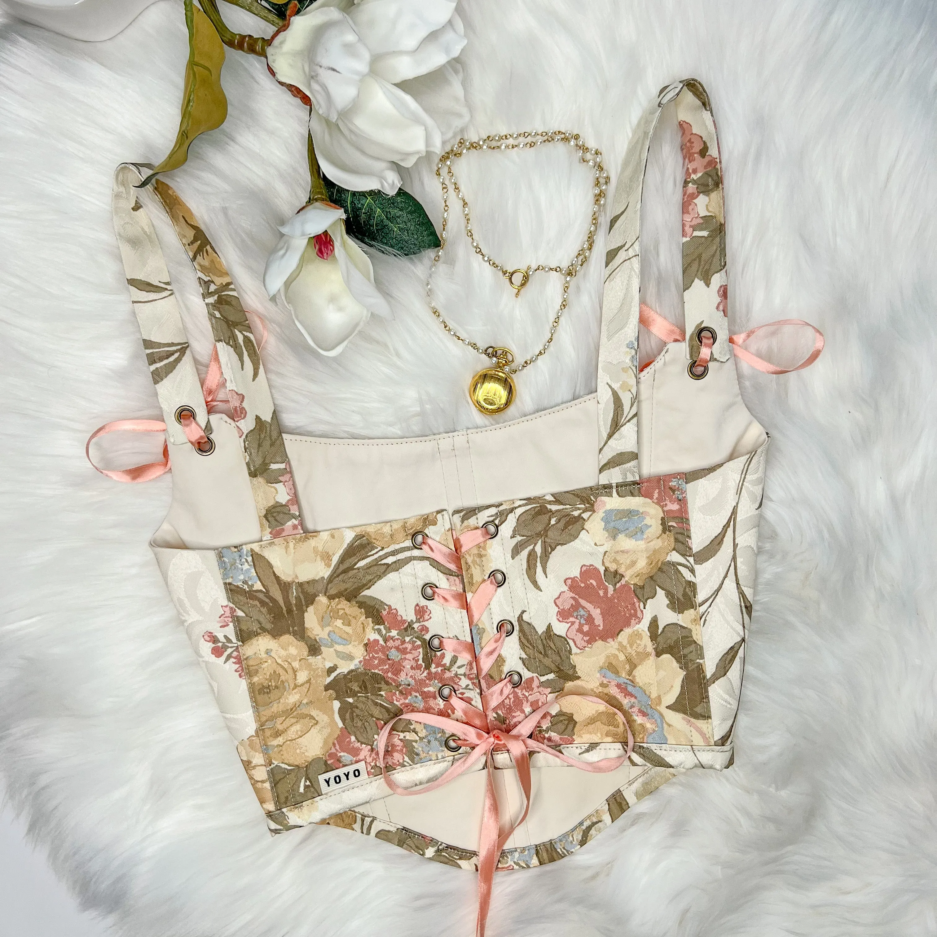 Satin Floral Tapestry Corset