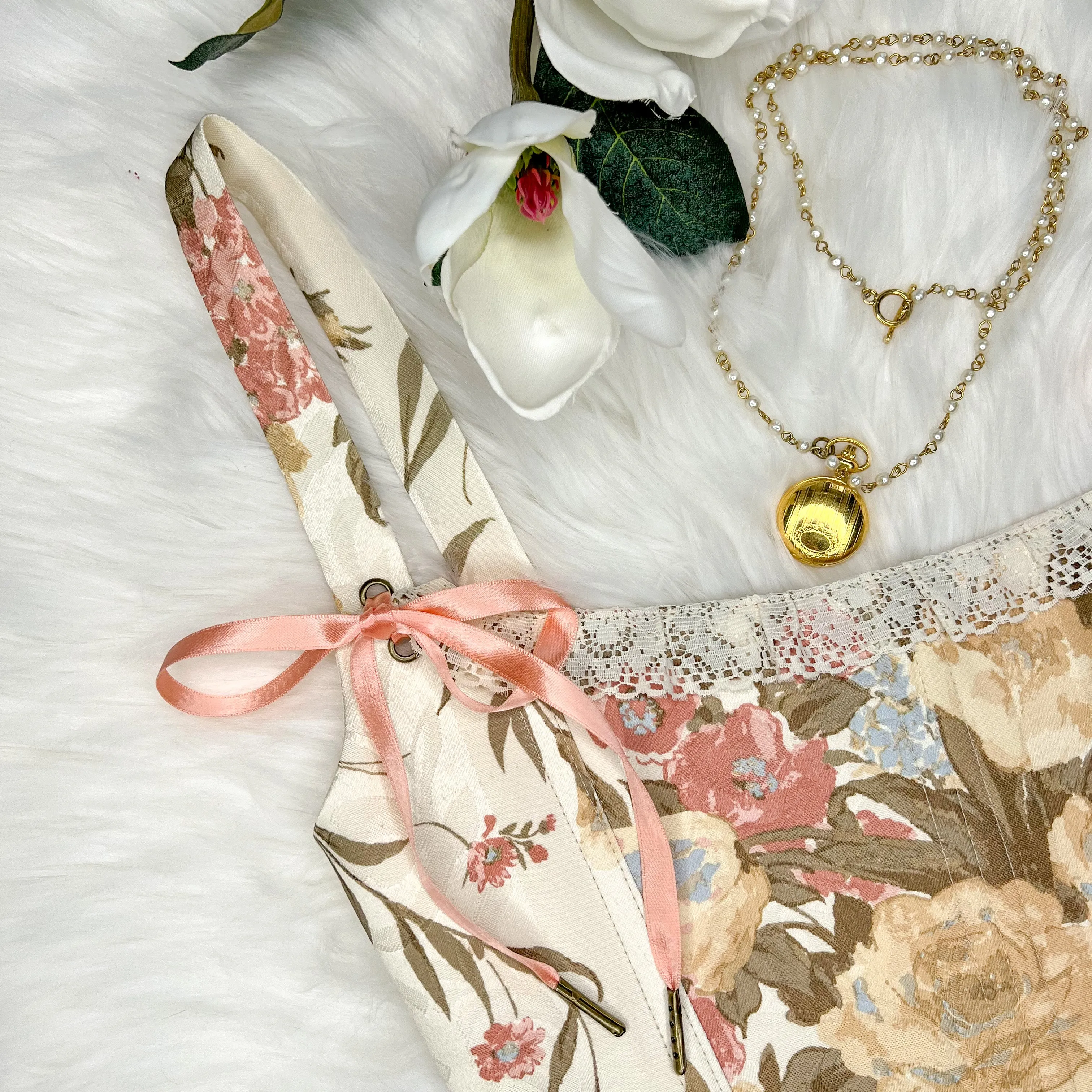 Satin Floral Tapestry Corset