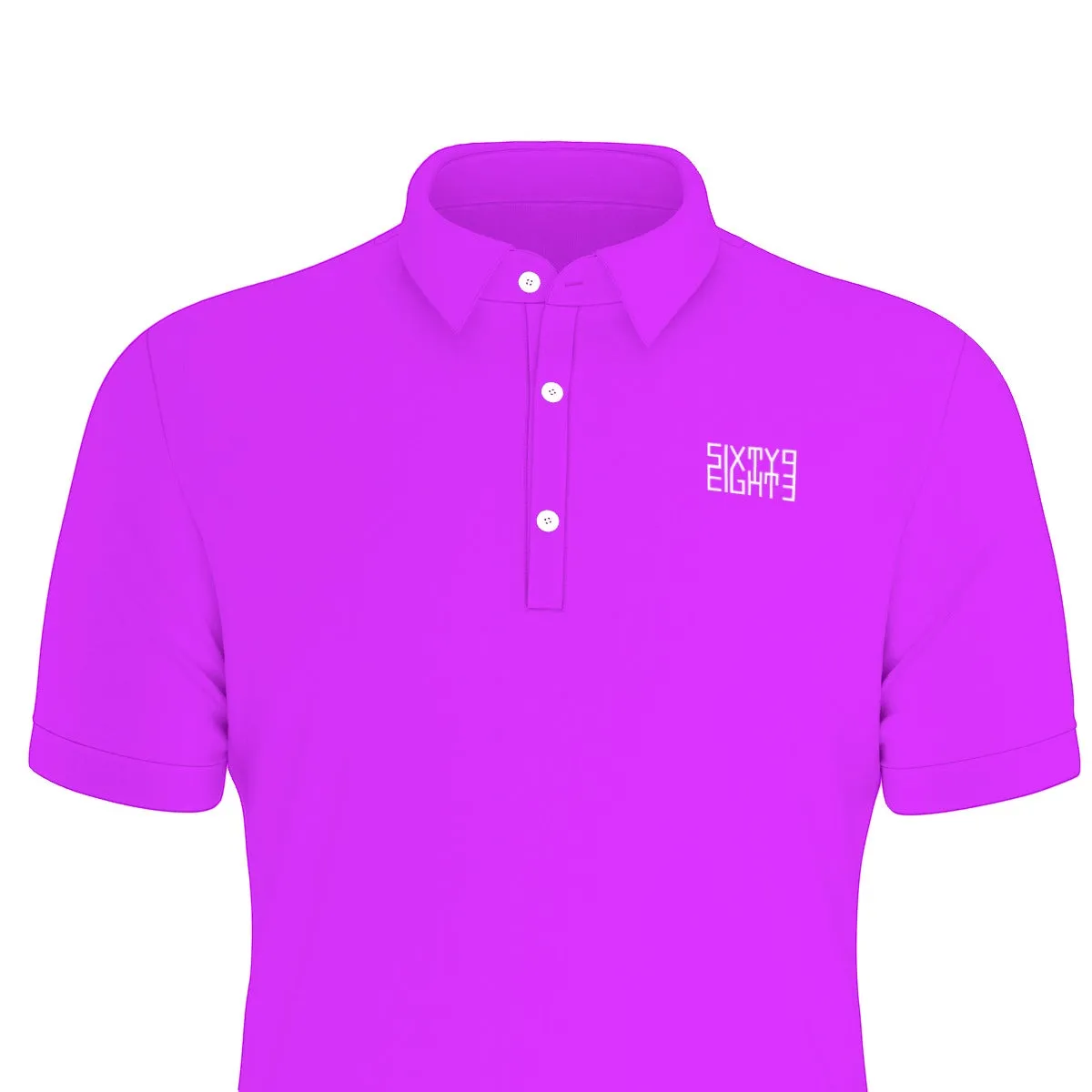 Sixty Eight 93 Logo White Purple Men's Stretch Polo Shirt
