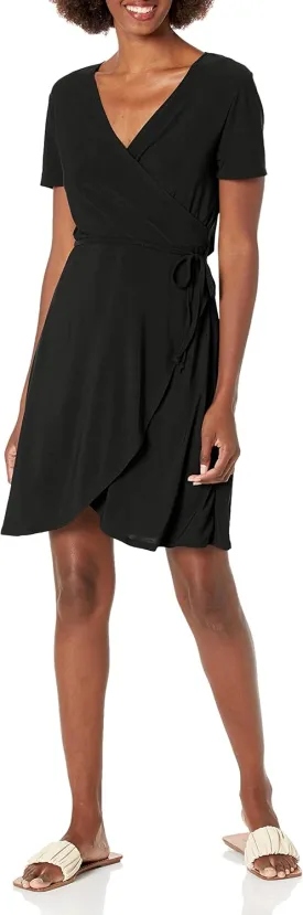 Star Vixen Women's Petite Short Sleeve Ballerina Wrap Dress