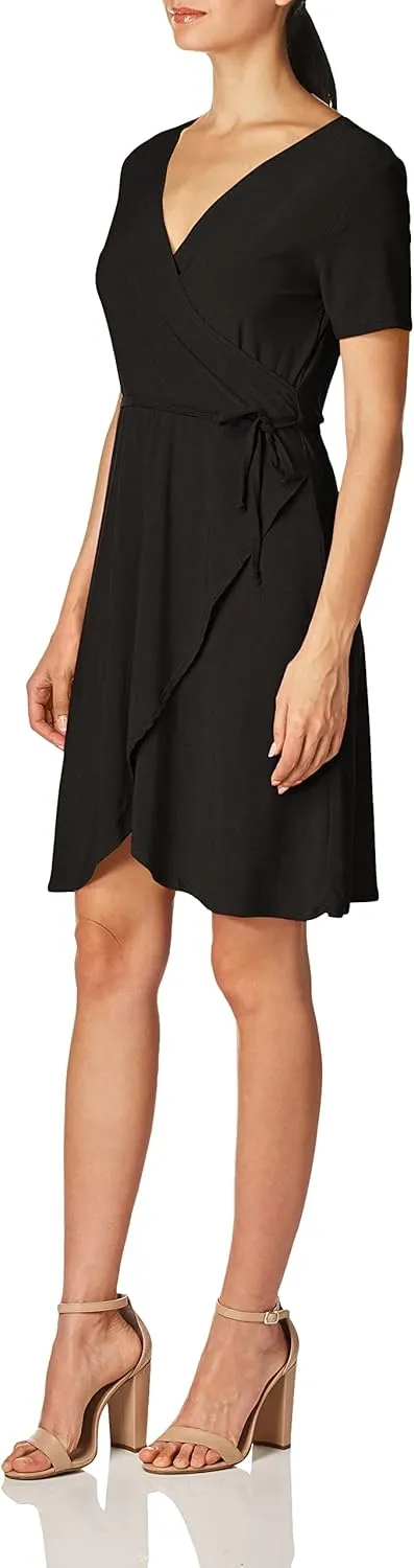 Star Vixen Women's Petite Short Sleeve Ballerina Wrap Dress