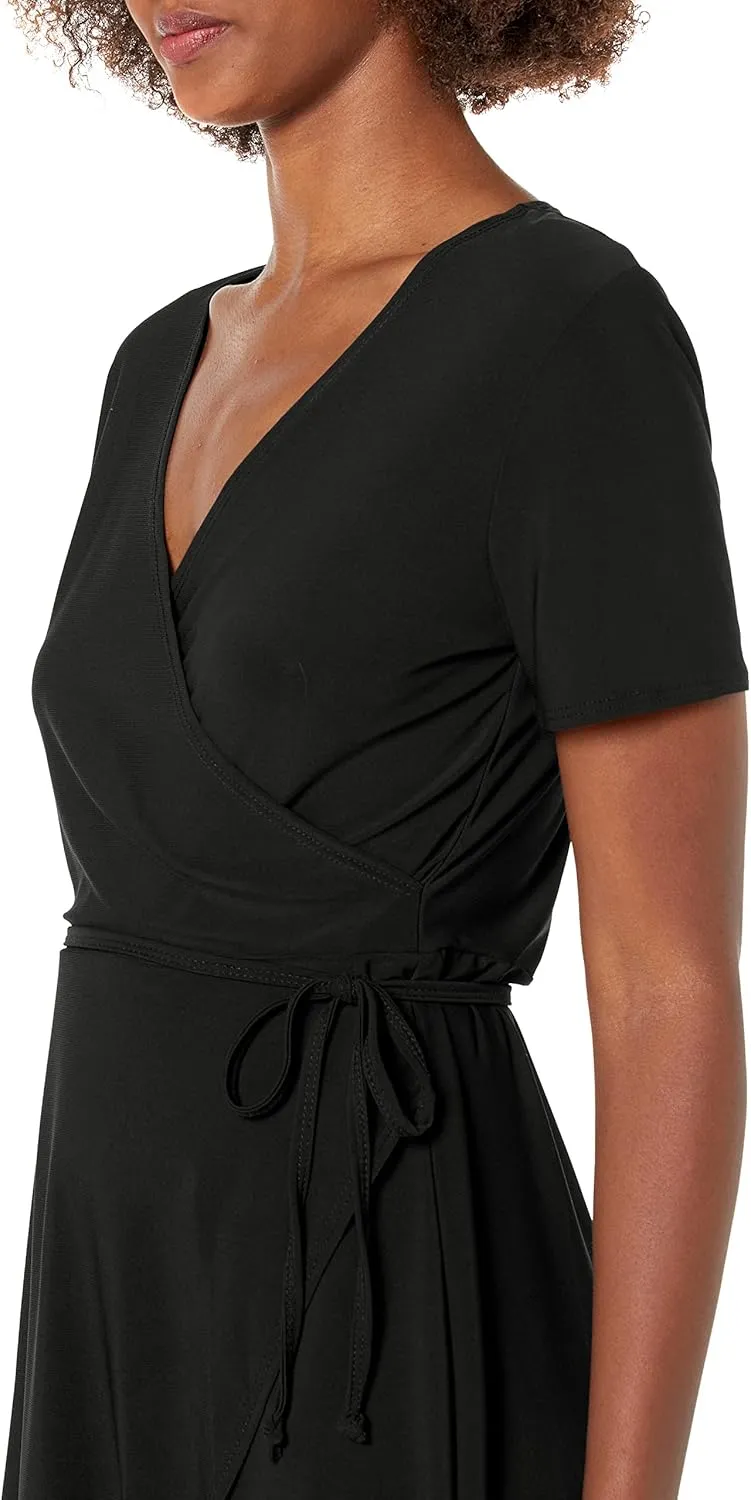 Star Vixen Women's Petite Short Sleeve Ballerina Wrap Dress