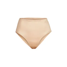 STRETCH SATIN HIGH WAISTED BRIEF | HONEY