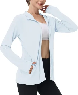 Sun Protection Shirts for Women UPF 50  SPF UV Long Sleeve Zip Up Hoodies Summer Outdoor Hiking Cooling Athletic Jackets