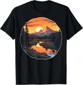Sunrise Over Mountain River Landscape T-Shirt