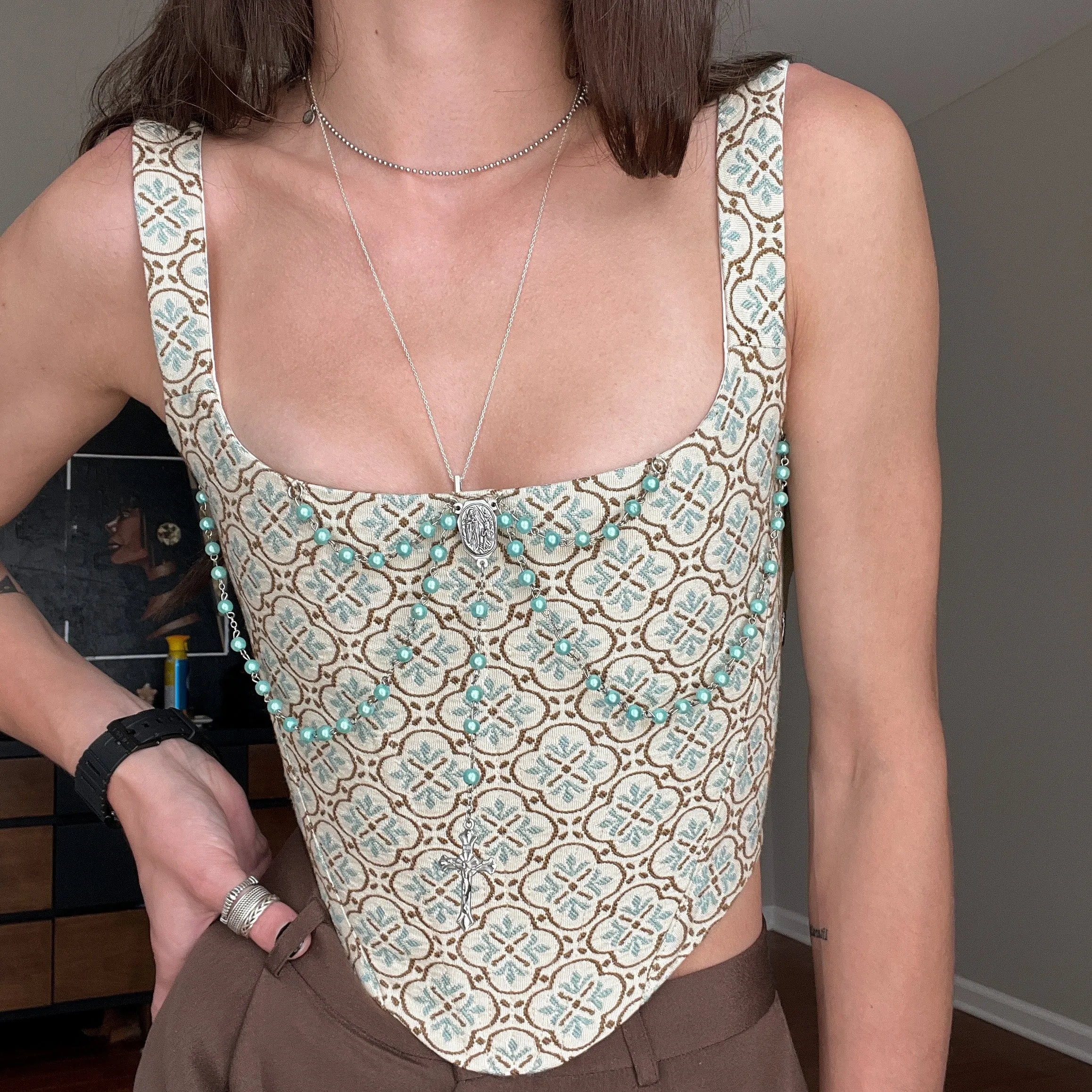 Turquoise Bejeweled Corset