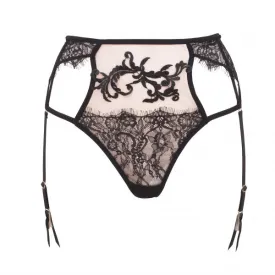 Vida High-Waist Suspender Thong - Rose Dust/Black -