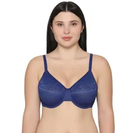 Visual Effects Non Padded Wired Full Cup Everyday Wear Plus Size Full Support Minimizer Bra - Dark Blue