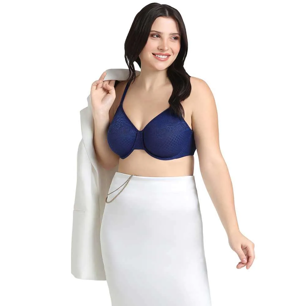 Visual Effects Non Padded Wired Full Cup Everyday Wear Plus Size Full Support Minimizer Bra - Dark Blue