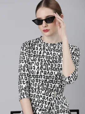 Women White Typography Tracksuit