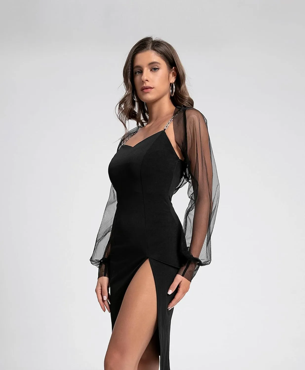 Womens Mesh Bolero Shrug,Long Sleeve Sheer Cardigan for Dress,Y2K Sheer Bolero Jacket Open Front Mesh Crop Top