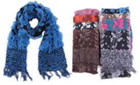 women's popcorn scarves - floral prints Case of 144