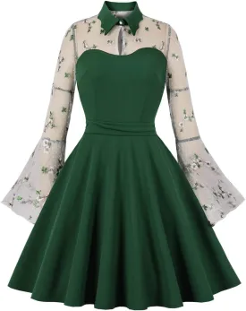 Women's Vintage Polka Dot 1950s Audrey Retro Rockabilly Prom Dress 50's 60's A-Line Cocktail Party Swing Dress