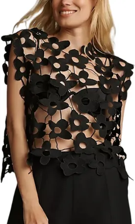 Yimoon Women's Hollow Out Floral Lace Vest Sleeveless Crewneck Cover Up Summer Going Out Tops